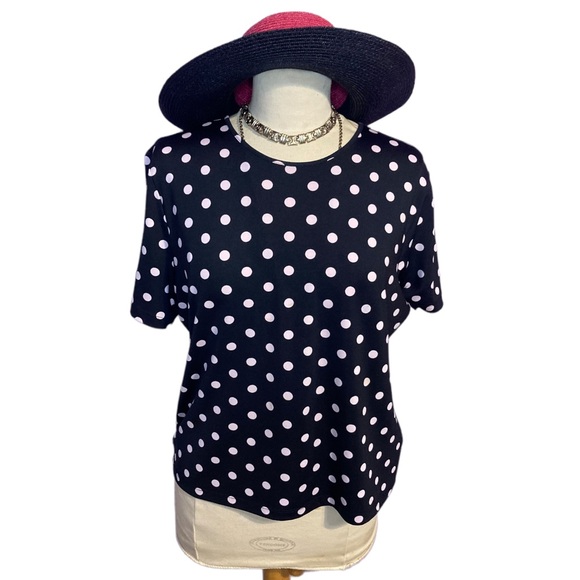 Vintage Pink and Black Polka Dot Top - Picture 1 of 5